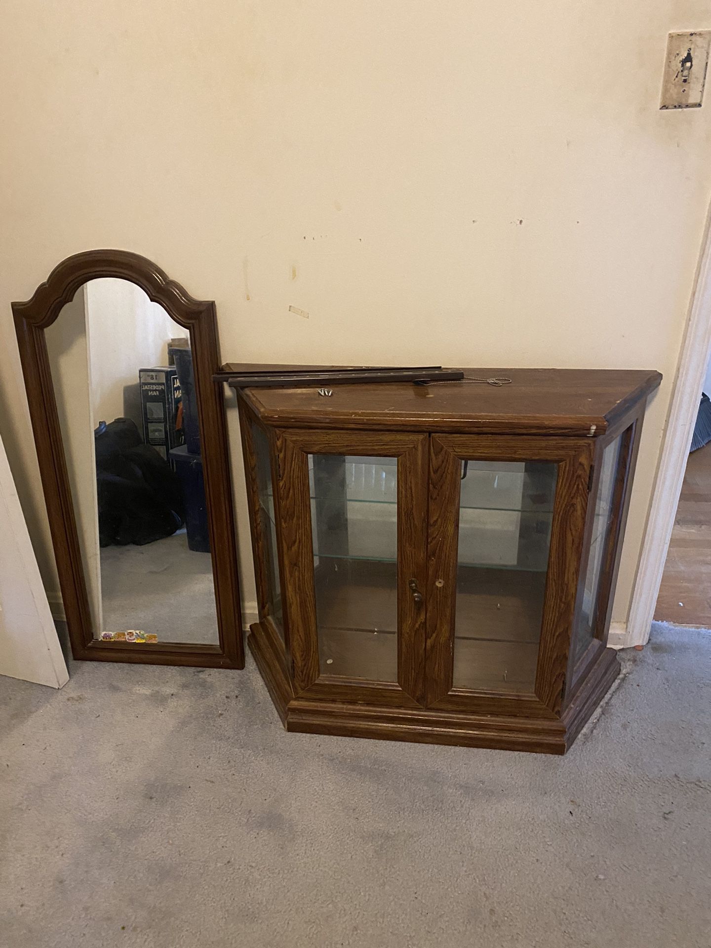 Wood And Glass Dresser/console With Mirror