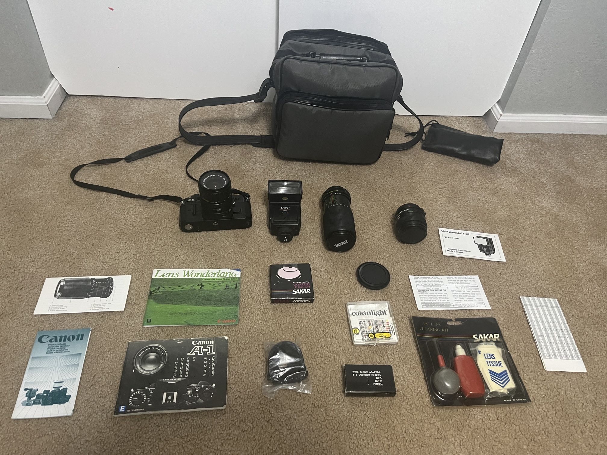 Canon A-1 Camera With 3 Lenses 