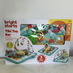 Bright Starts Tiki Toy Bar Baby Activity Gym & Tummy Time Mat with Toy Bar and 3 Toys, Newborn to 3 Years