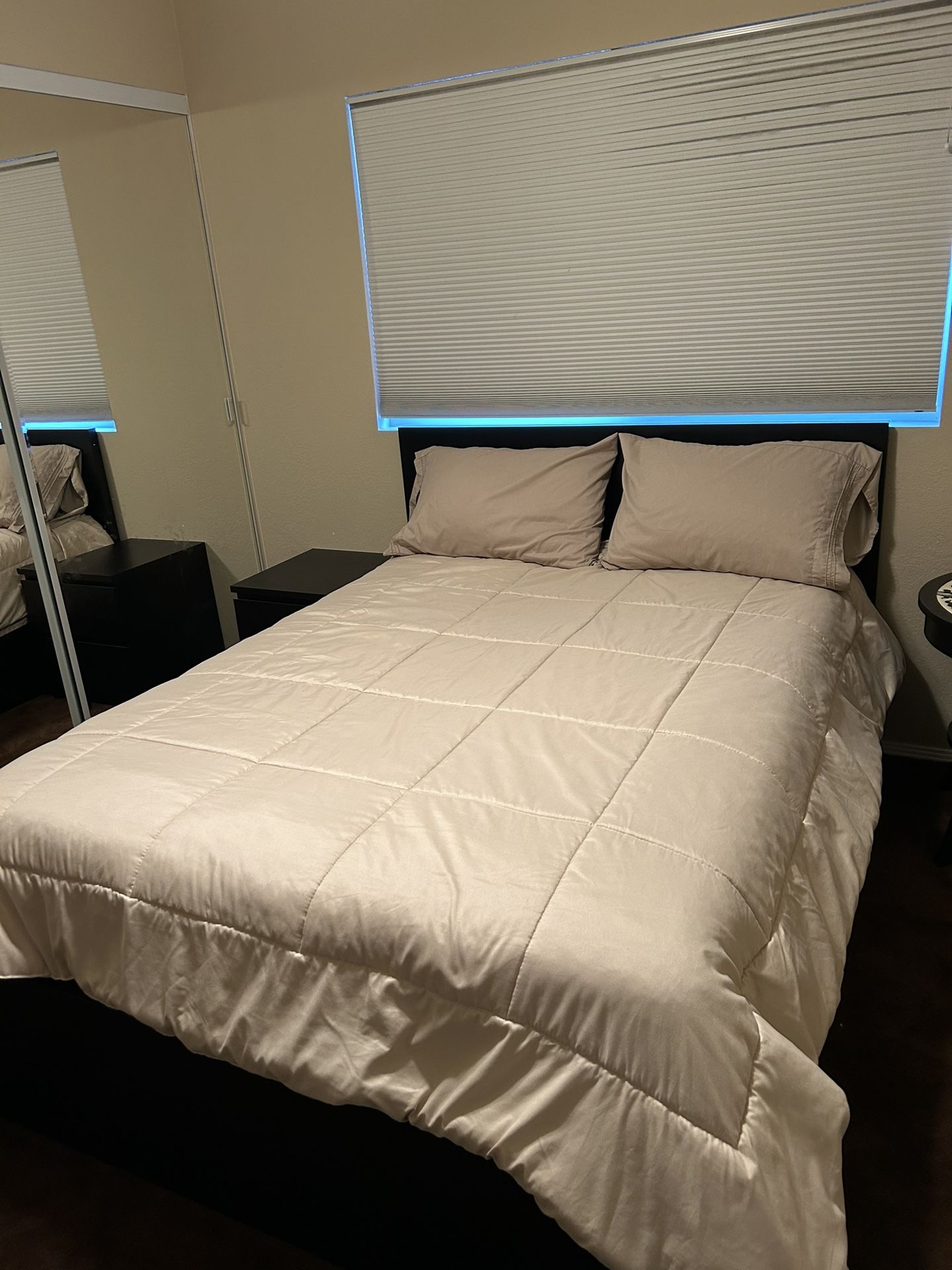 Full /Double Bed With Mattress And Nightstand