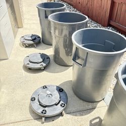 Trash Can And Dolly With Wheels 