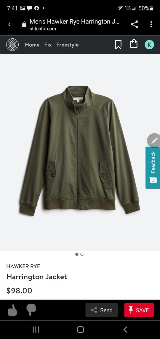 New With Tags, Hawker Rye Harrington Jacket, XL