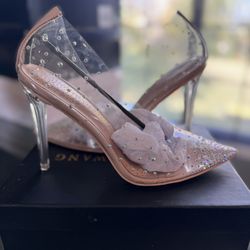 Clear heels with Iridescent Crystals Azalea Wang