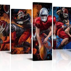 5 Pieces Large Size American Football Wall Art Prints Sports Motivational Football Posters Sports Room Decor for Men Kids Teenagers12 x24 x4pcs+12"x32