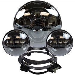 New Harley LED Headlights 7” And 4.5” With Adapter Ring