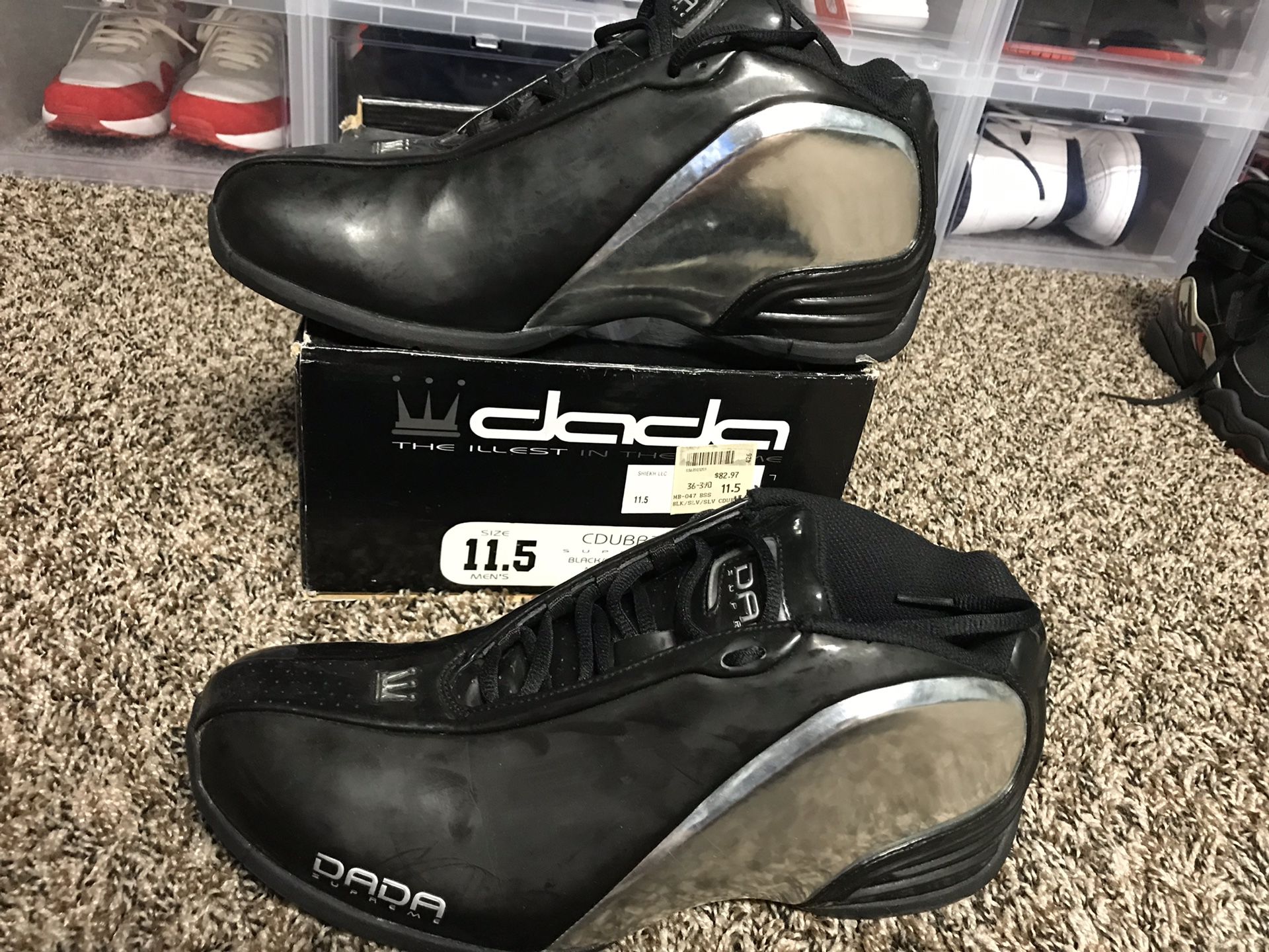 Dada Supreme Cdubbz Black & Silver Size 11.5 Tired On Like New Damage Box