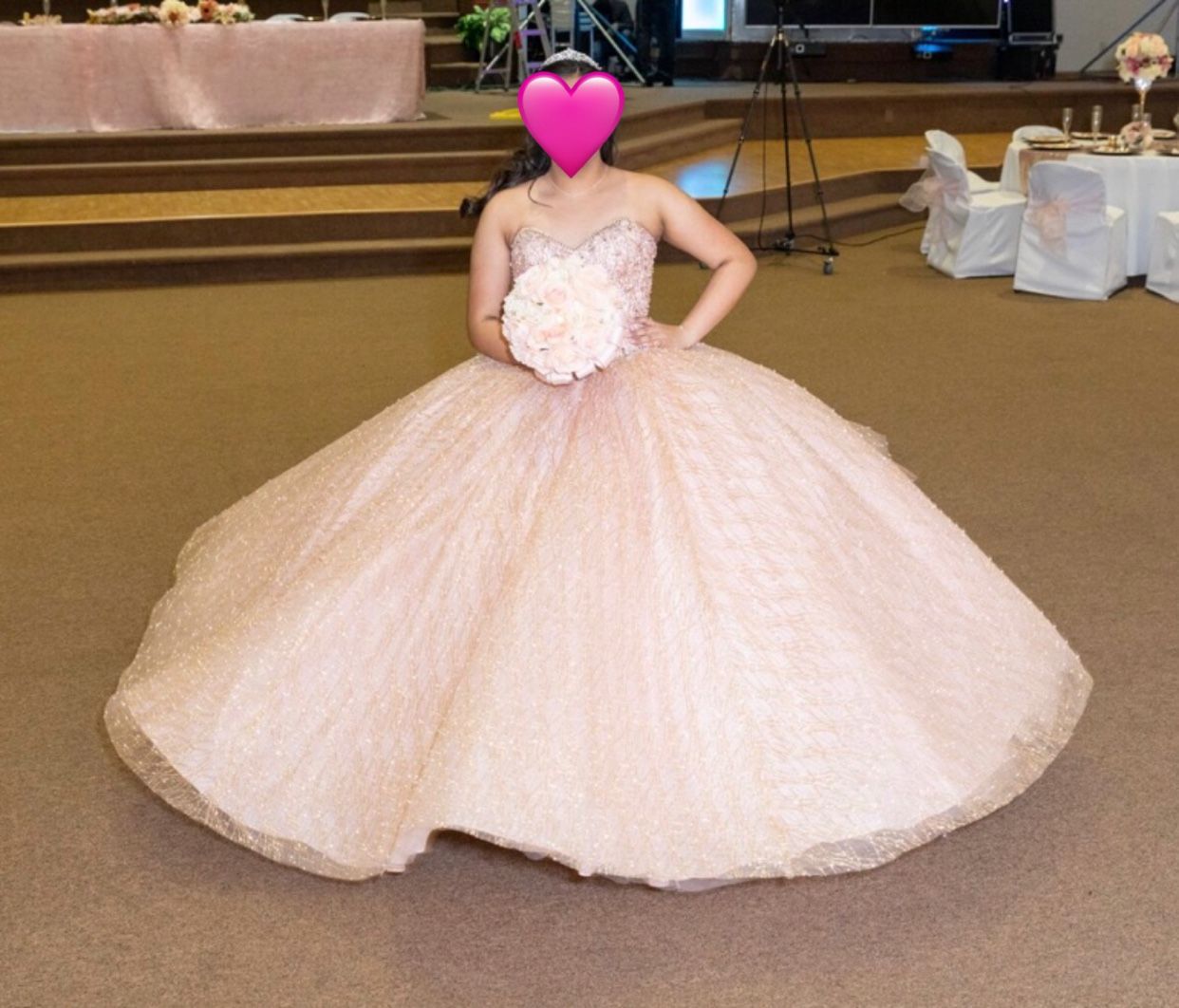 Blush Pink Sparkly QuinceaƱera Dress