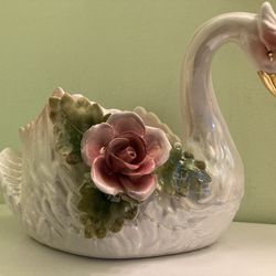 Capodimonte Swan Planter Vase Bowl