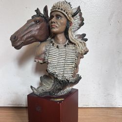 Native American And Horse Head Table Sculpture. $100