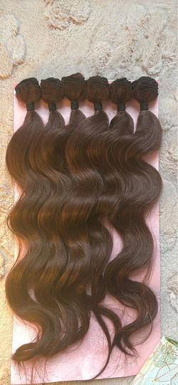 Brown synthetic curly hair bundles