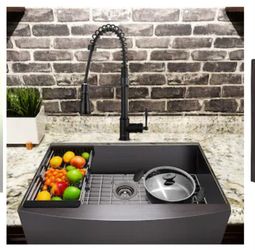 Black Stainless Steel Farmhouse Apron Kitchen Sink