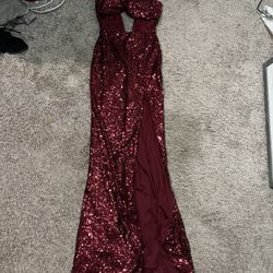Strapless Cherry Red Sequin Dress 