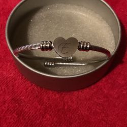 Stainless Steel Spiral Bangle Bracelet With Initial E…And 6 Other Assorted Bracelets 