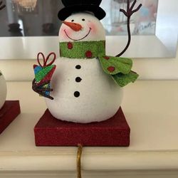 4 Good Quality Snow Men Stocking Holders