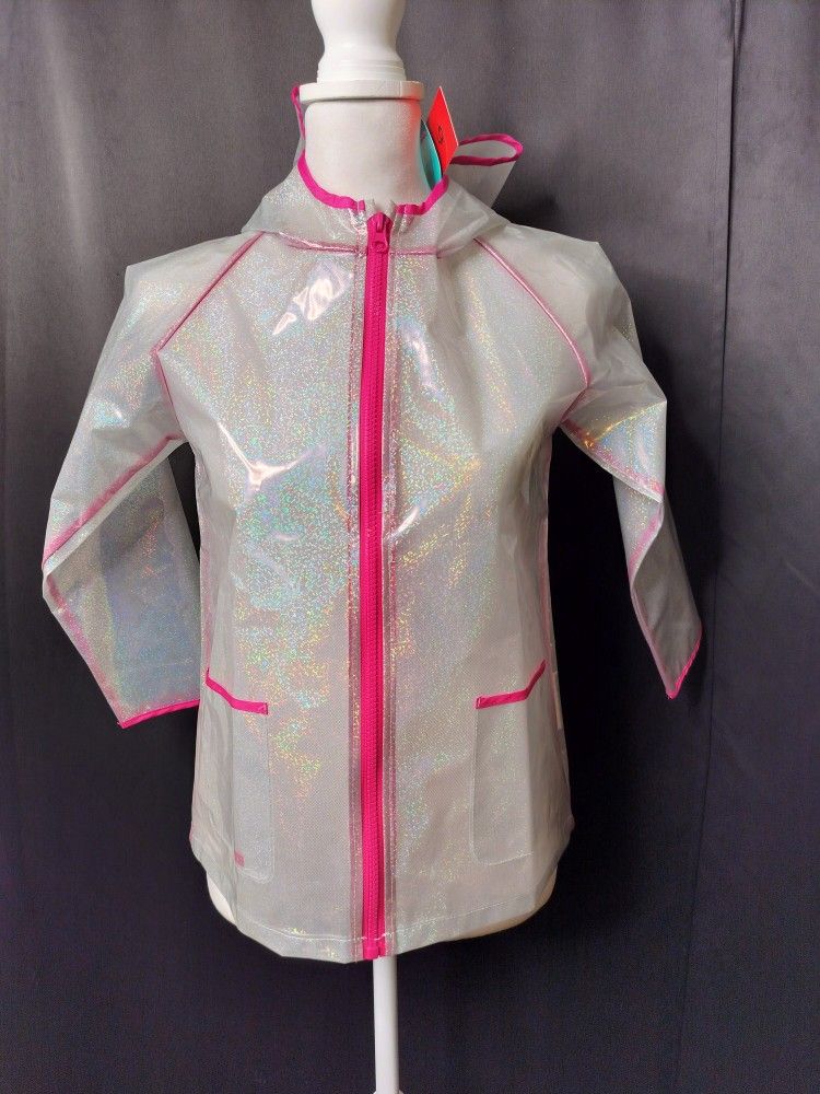 Girls Pink Western Chief Hooded Rain Jacket (Size 6)