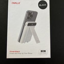 iWALK MAG-X Magnetic Wireless Power Bank with Stand, 5000mAh Portable Charger with USB-C Port & LED Display, Ergonomic Grip Design Battery Pack Compat