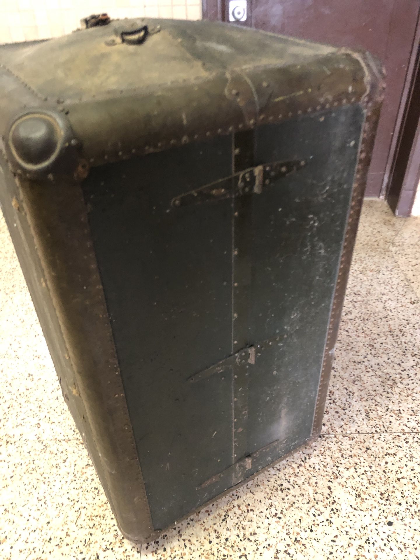 Vintage Indestructo Victorian Domed Wardrobe Steamer Trunk