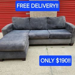 Gray L Shaped Sofa with Reversable Chaise