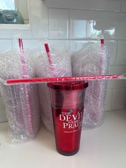 The Devil Wears Prada Red Promotional Tumbler with Straw Movie Merchandise