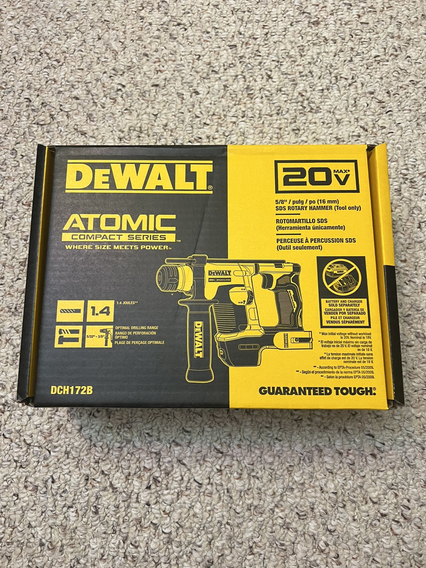 DEWALT 20V 5/8-Inch Brushless SDS Plus Rotary Hammer DCH172B (Tool Only)