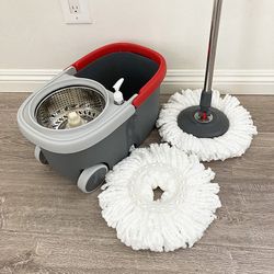 (Brand New) $25 Spin Mop Bucket Floor Cleaning System With Wheels Include 2 Microfiber Replacement Head