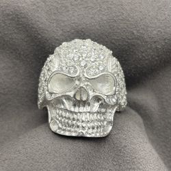 Solid 925 Sterling Silver Skull Ring Calavera Cranio SZ 10.5