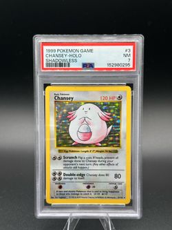 PSA 7 Pokemon Base Set SHADOWLESS Holo Chansey 3/102 NM NEAR MINT Condition!