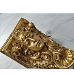 Huge Large Architectural Woman Lady Statue  Face Corbel Gold Wall Ceiling Shelf 