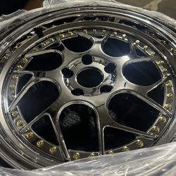 18x5 215/35ZR 5.114.3 Black Chrome Rims