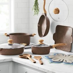 The Pioneer Woman Prairie Signature 14-Piece Cast Aluminum Cookware Set, Brown BRAND NEW IN BOX