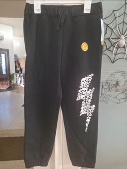 Kids' Cat And Jack Black Skull Lightning Bolt Sweatpants