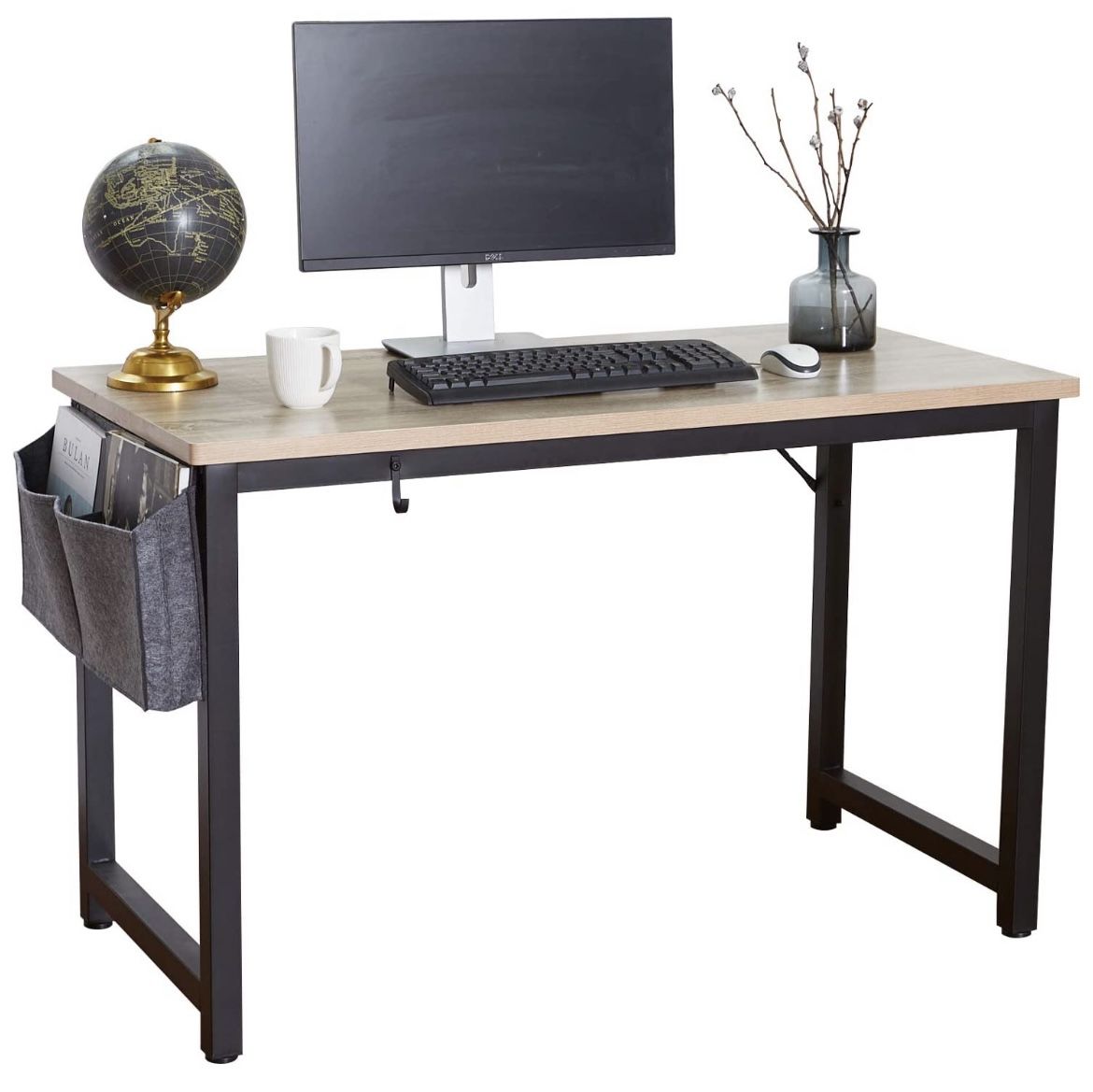 Computer Desk 47 Inch Modern Sturdy Office Desk, Heavy Duty Writing Study Desk for Home Office with Extra Thickened Frame & Strong Legs (Black+White)