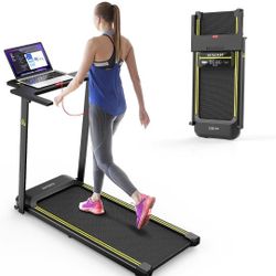 Folable Treadmill with Desk Workstation