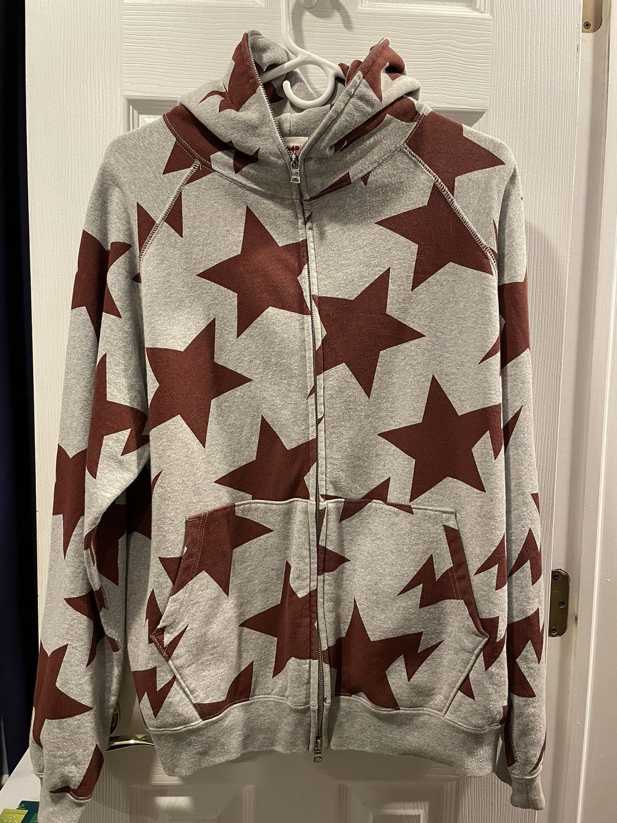 BAPE Full Zip Star Hoodie Grey Maroon