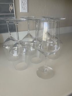 Seven crystal wine glasses