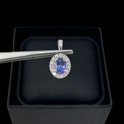Blue Sapphire Natural Diamond Pendant 