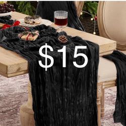 6 Pack Cheesecloth Table Runner 120 Inch Boho Rustic Gauze 10 FT Black Cheese Cloths Table Runners Decorations for Halloween Birthday Party Baby Showe