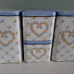Vintage 4 PC. Tin Canister Se Chienco