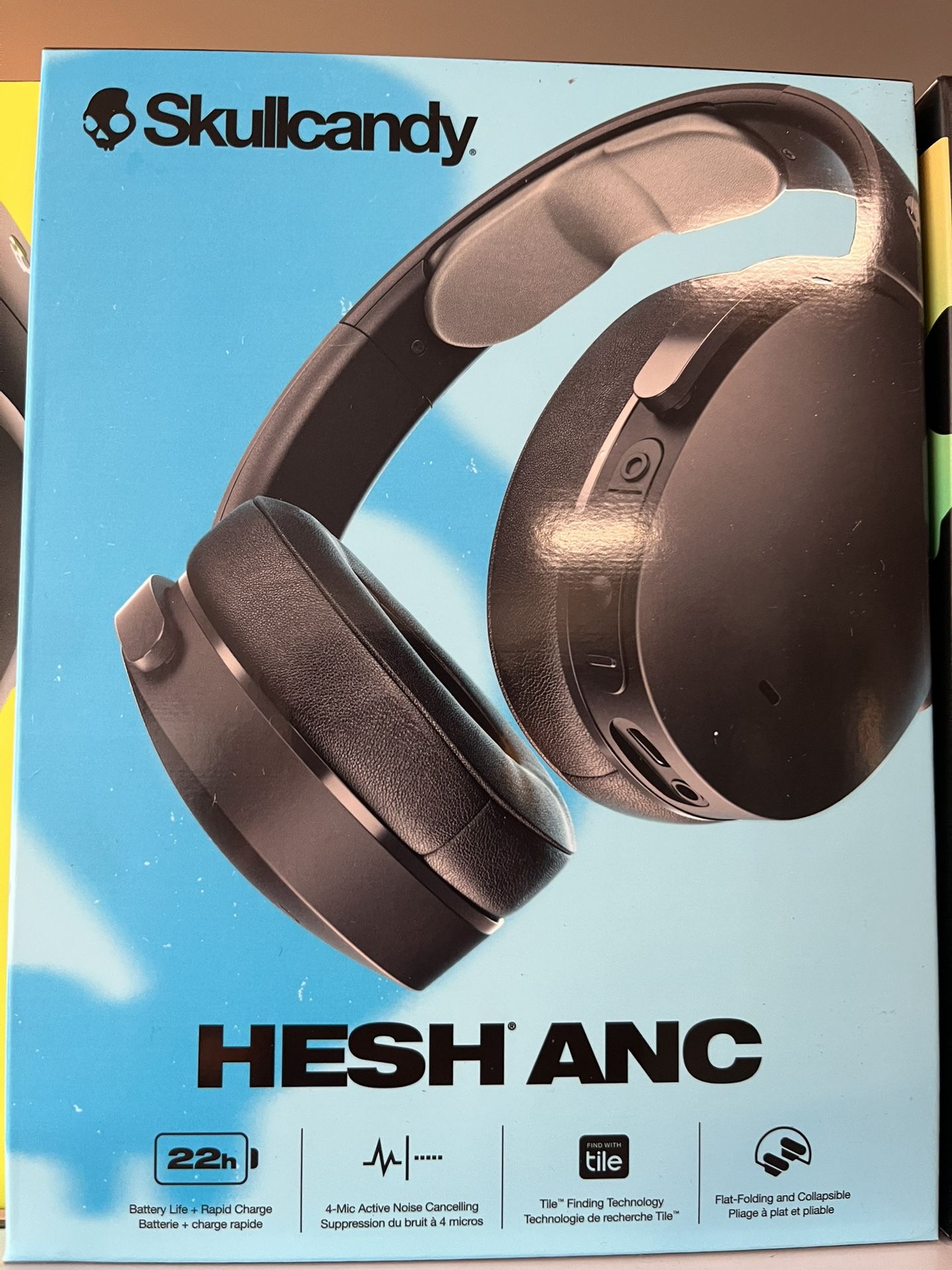 Skullcandy Hesh ANC Over-Ear Noise Cancelling Wireless Headphones with Charging Cable, 22 Hr Battery, Microphone, Works with iPhone Android and Blueto