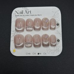 Press On Nails Handmade Size M Reusable