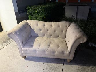 Beige Tufted Loveseat Sofa