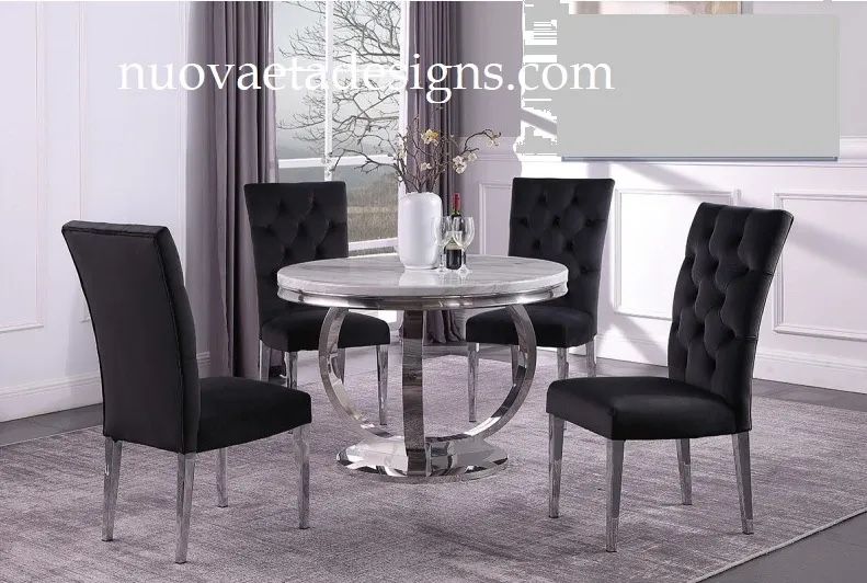 Top Seller! HOTBUY! Now 1379.90 5 PCS Chios Collection Modern Faux marble top dining set available in 3 colors.