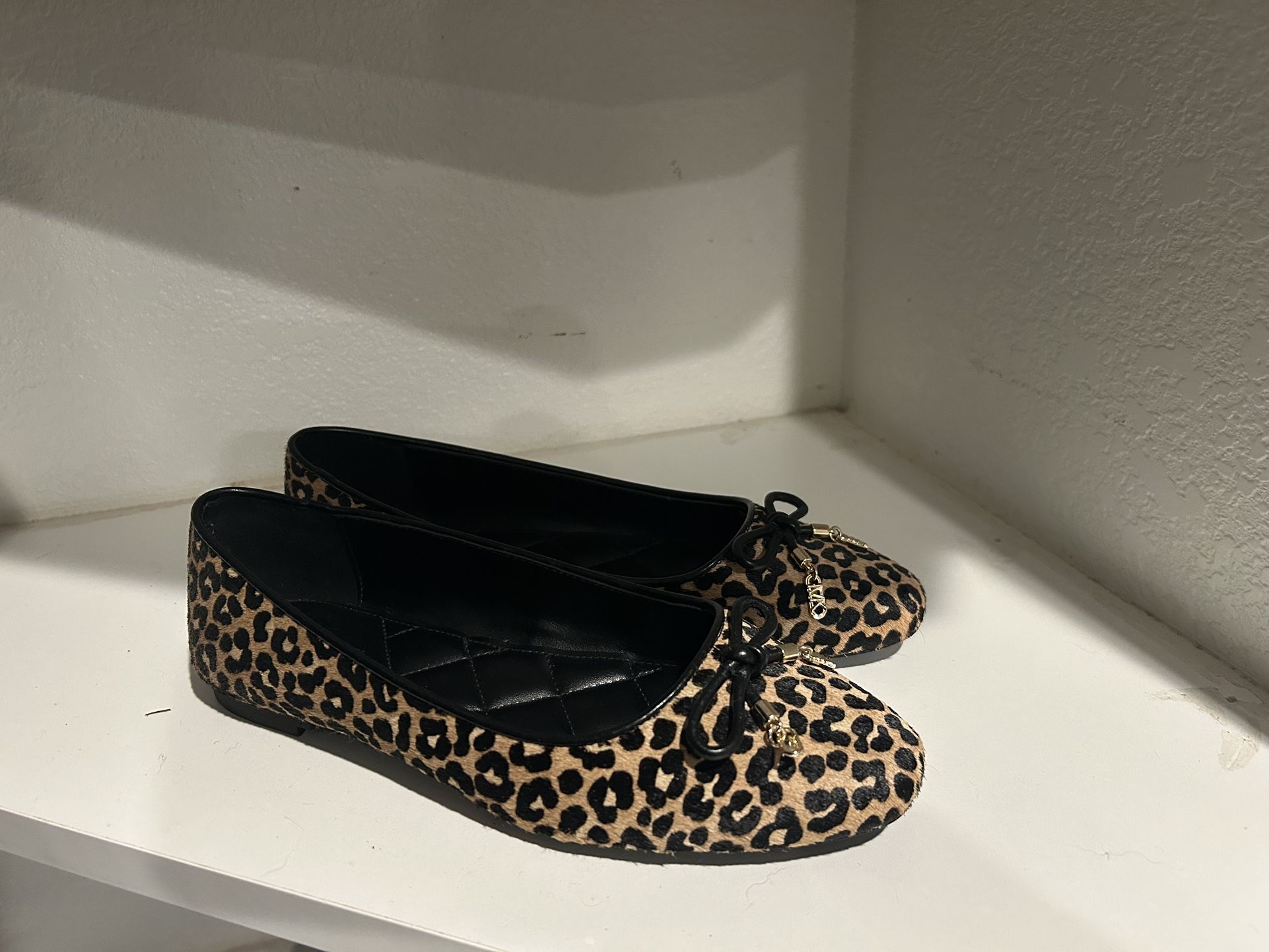 Nori Leopard Print Calf Hair Ballet Flat