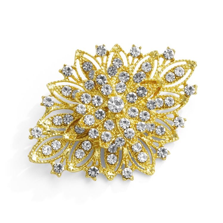 Golden Vintage Floral Bridal Brooch