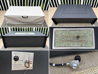 42” Outdoor Propane Fire Pit Table w/ Cover, Lid & Fire Glass - Excellent Condition