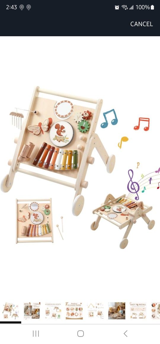Wooden Baby Walkers,Activity Center Toys,Percussion Push Toy,Baby Interactive Push Walkers for Baby,Boys Girls,Birthday Gifts