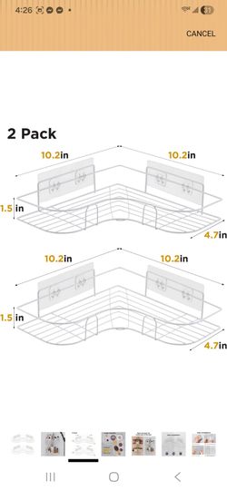2-Pack Corner Shower Caddy,Storage Rack, Kitchen Spice Rack,Anti-Rust and Anti-Corrosion Storage Organizer for Toilet, Dorm and Kitchen,White,2 Pack