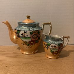 Vintage Lusterware made in Japan teapot And creamer S1