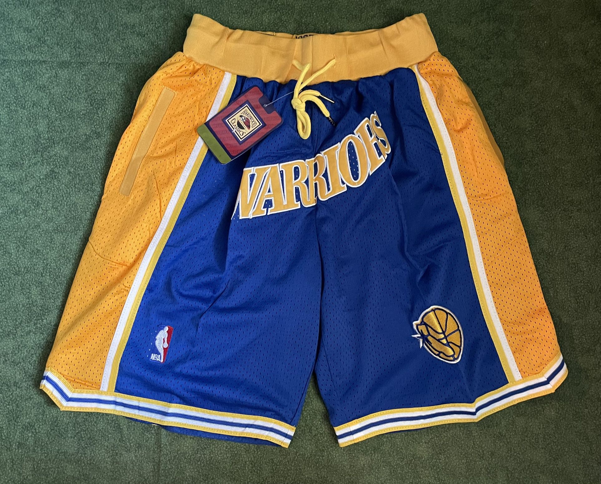 GOLDEN STATE WARRIORS JUST DON NBA BASKETBALL SHORTS BRAND NEW WITH TAGS SIZE LARGE 
