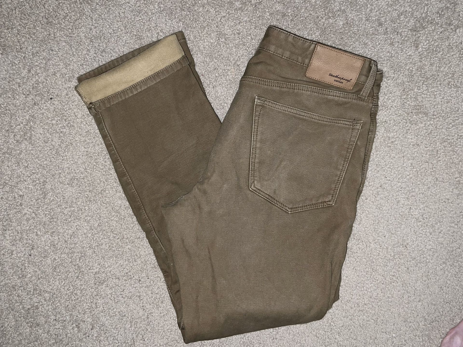 Weatherproof Vintage Workwear Flannel Lined Men’s Brown Jeans 34 X 32